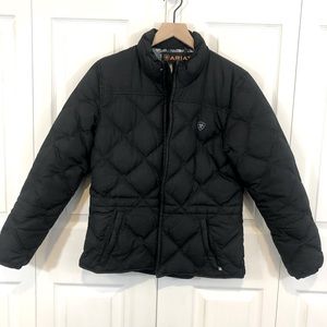 ARIAT Quilted Down Riding Equestrian Puffer Coat Jacket Black Small